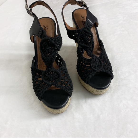 Lucky Brand Shoes - Lucky Brand Rilo Black Crochet Wedges